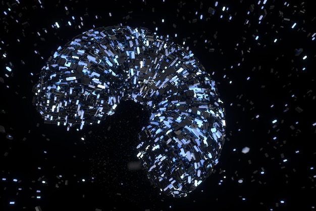 Photo tunnel made of blocks technology background 3d rendering