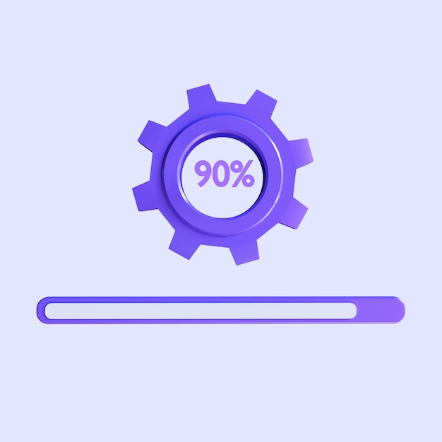 Photo update icon with gears. loading or updating files, install new software, operating system, 3d render