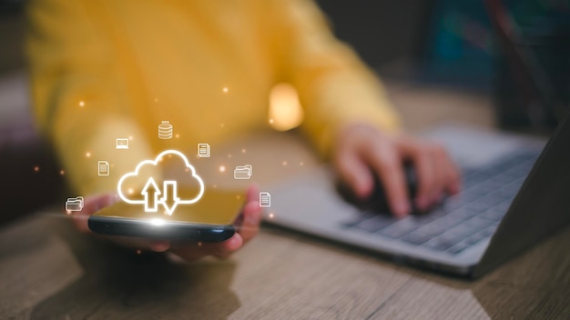 Photo uploading documents from folder open file folder with flying blank documents data transfer backup file sharing document transferring concept