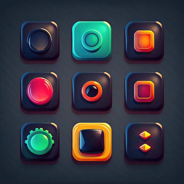 Photo user square game button ai generated app gui menu element play web user square game button illustration