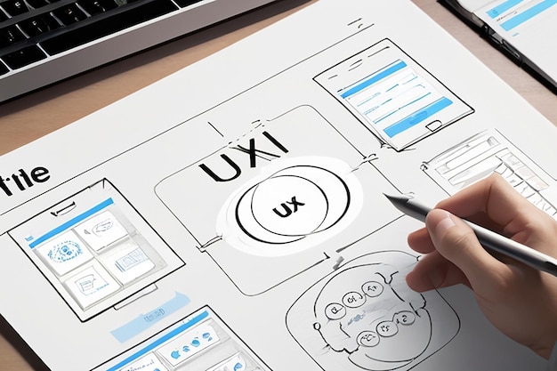 Photo ux ui flowchart application development prototype design user experience concept