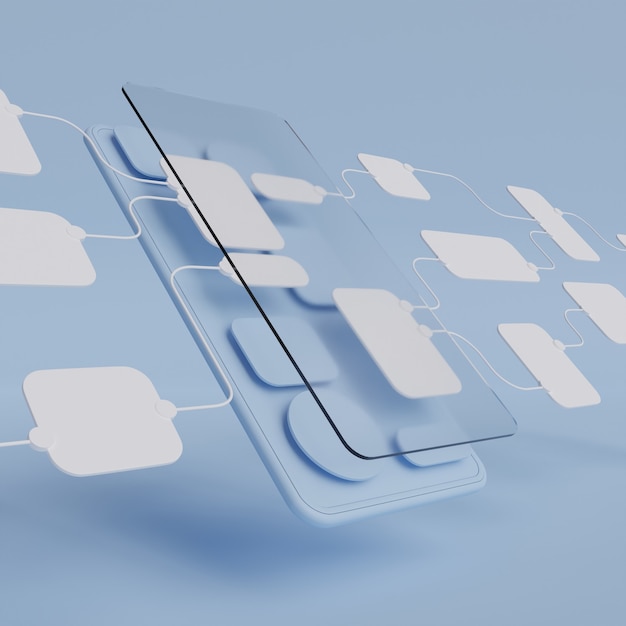 Photo ux ui flowchart application development prototype design.user experience concept.