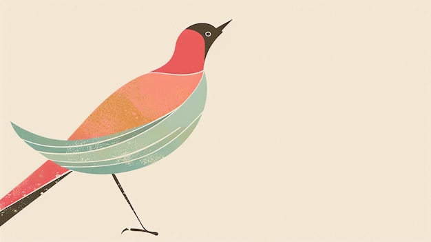 Photo a vector illustration of a colorful bird with a pink body blue wings and a yellow head