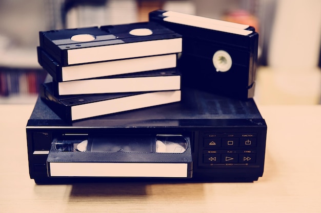 Photo video cassette tape stack with video record