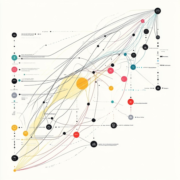 Photo a visualization of a data lineage diagram showing the flow of data through a system