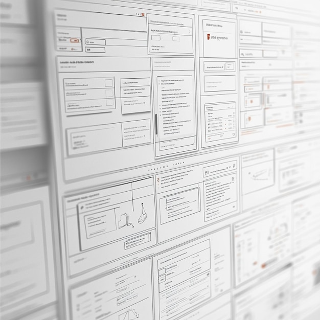 Photo visualization of a wireframe for a content management system dashboard