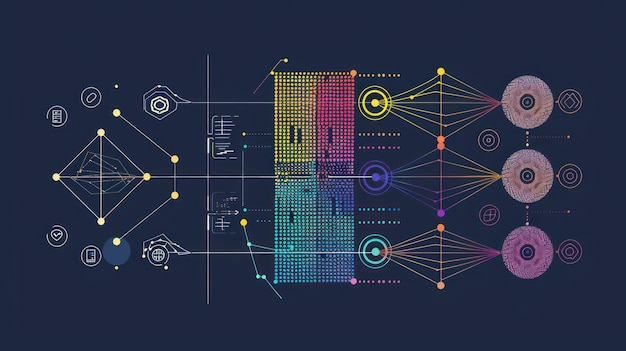 Photo visualizing the iterative learning and data analysis processes of machine learning algorithms