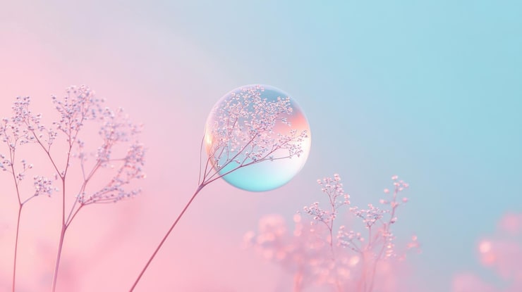 Photo water dew bubbles land on the stalks in the morning creating a romantic and aesthetic atmosphere