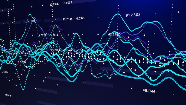 Photo wave of particles abstract background with a dynamic wave big data vector illustration