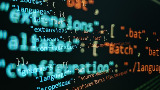 Photo web developing programming language for website coding mixed media background