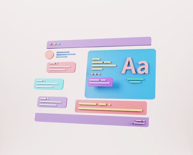 Photo web page interface design web design and web development concept user interface optimization 3d rendering