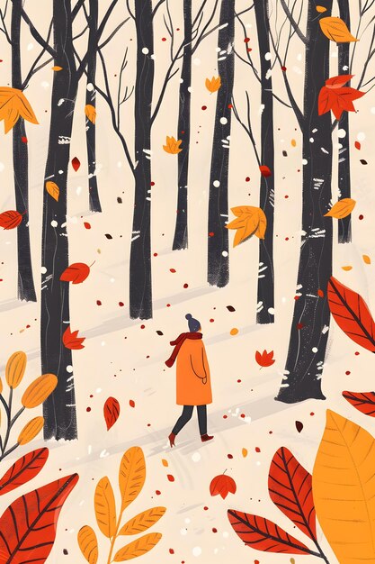 Photo woman walking in autumn forest