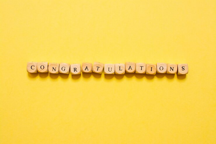 Photo the word congratulations, text made with dice