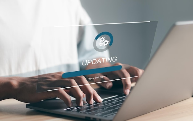 Photo working data analytics and data management systems and metrics connected to corporate strategy database for finance intelligence business analytics with key performance indicators social network