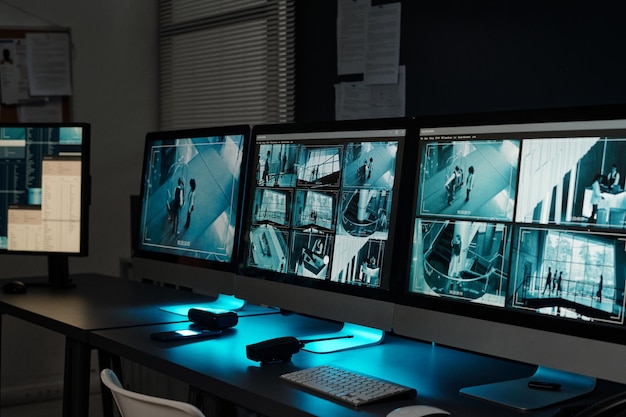 Photo workplace of absent security guard