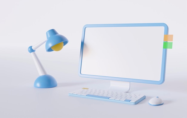 Photo workspace with computer d render