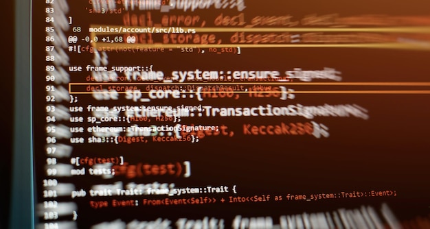 Photo writing programming functions on laptop big data and internet of things trend software development internet security hacker