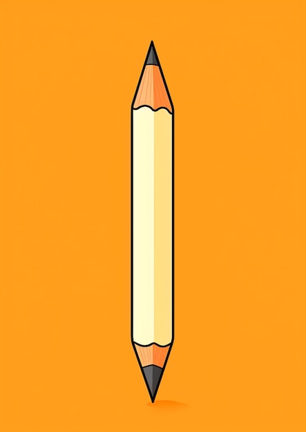 Photo a yellow pencil with a yellow outline and orange background.
