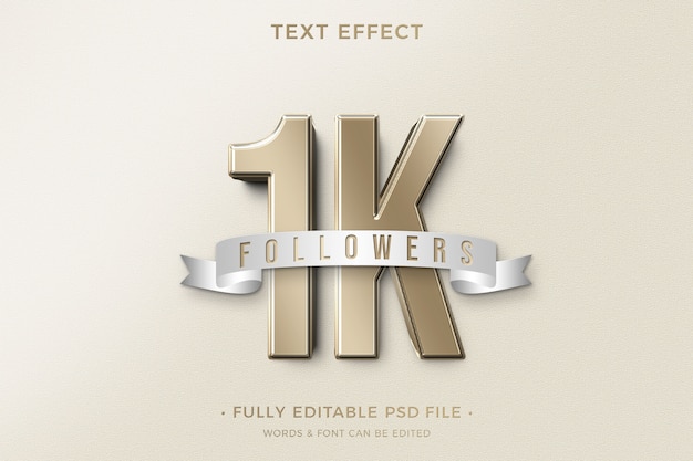 PSD 1k followers text effect