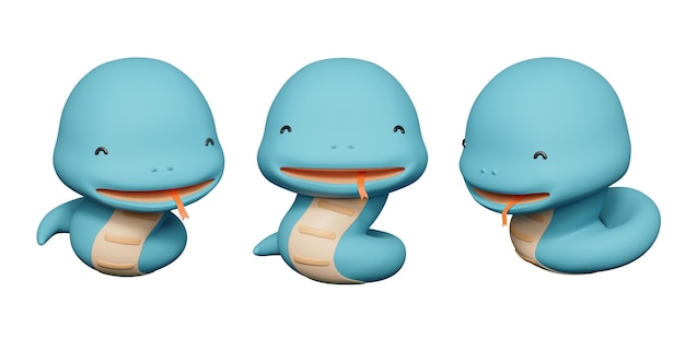PSD 2025 year blue snake characters 3d graphics