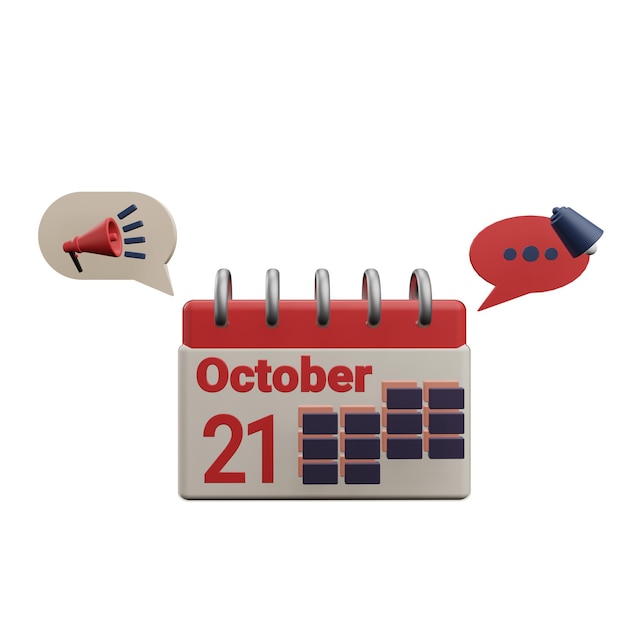 PSD 3 d illustration of 21 october icon