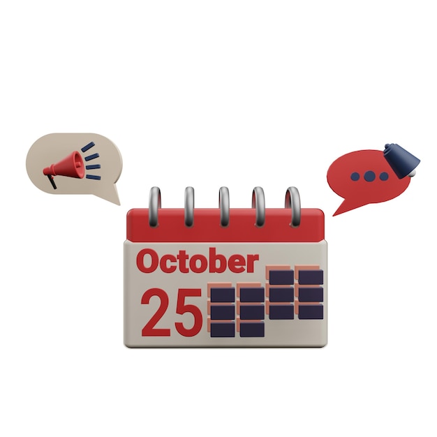 PSD 3 d illustration of 25 october icon