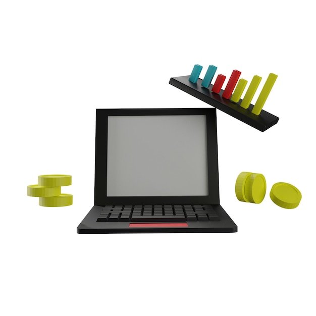 PSD 3 d illustration of analysis chart icon with transparent background