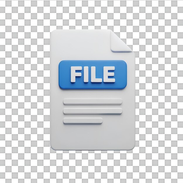 PSD 3 d white document icon with blue file label and lines image
