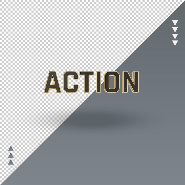 PSD 3d action black gold icon rendering front view