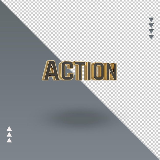 PSD 3d action black gold icon rendering left view