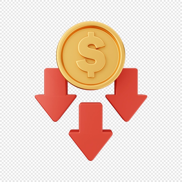 PSD 3d arrow increase and decrease icon illustration