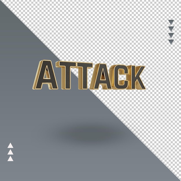 PSD 3d attack black gold text rendering left view