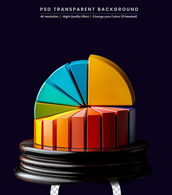 PSD 3d bar and line chart diagram statistic infographic