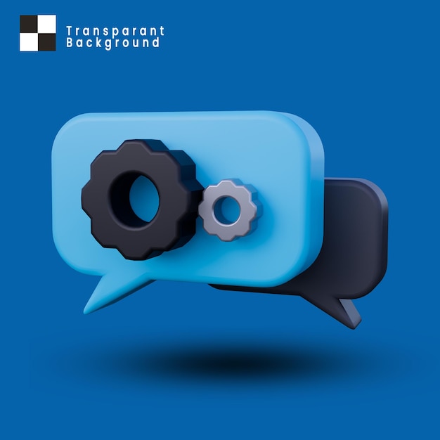 PSD 3d a blue and black chat box with setting isolated icon