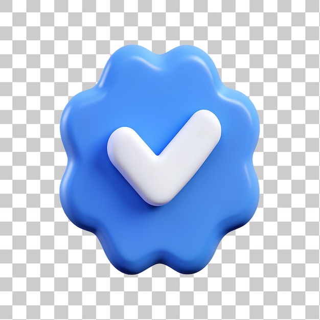 PSD 3d blue verified checkmark badge