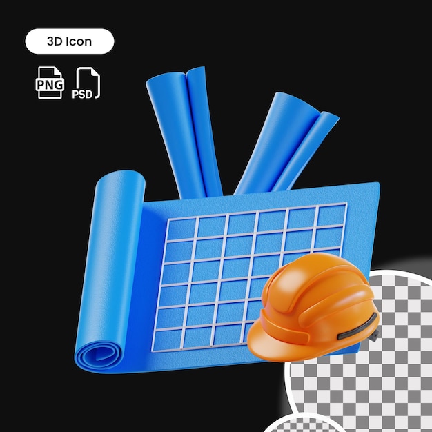 PSD 3d blueprint icon premium psd