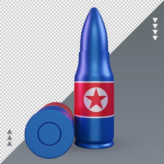 PSD 3d bullet north korea flag rendering front view