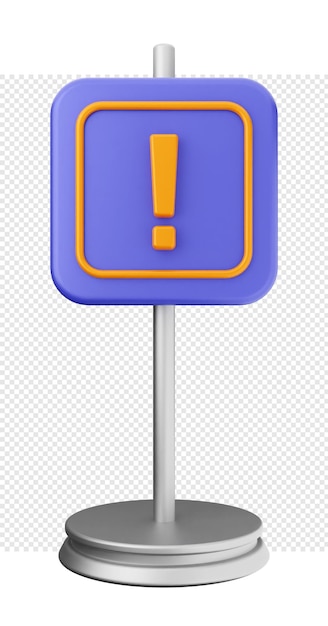 PSD 3d caution warning alert sign icon illustration render