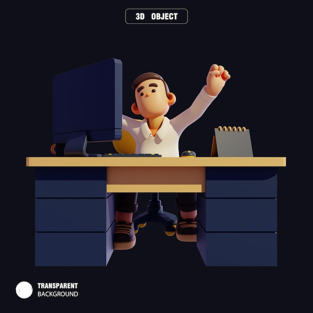 PSD 3d character office work