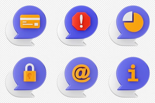 PSD 3d chat bubble message speech talk icon set bundle