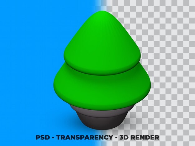 PSD 3d christmas pine tree on the pot with transparency background premium psd