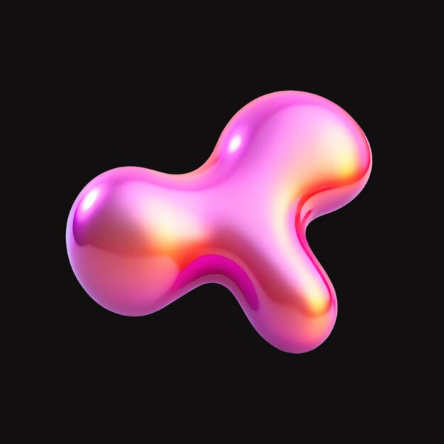 PSD 3d chrome neon fluid metallic shape