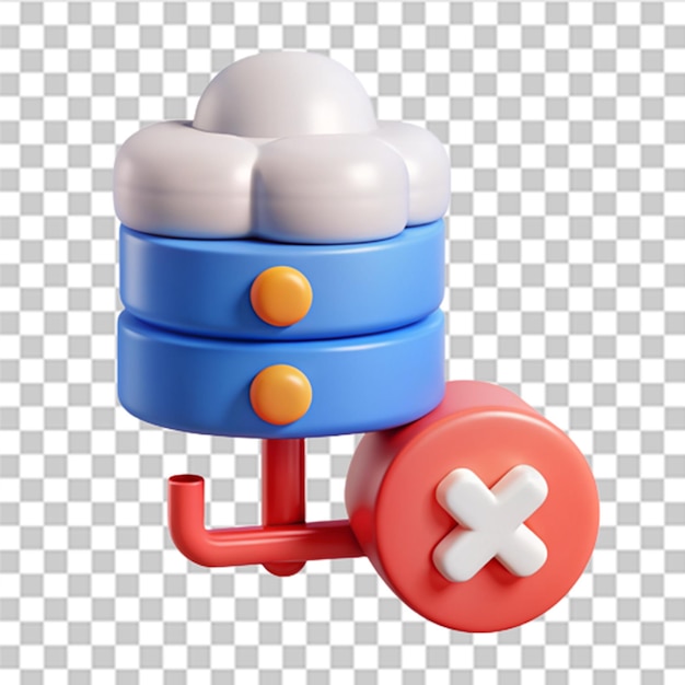 PSD 3d cloud computing download with error icon data storage concept of broken communication with database data issue disconnection trendy and modern vector in 3d style