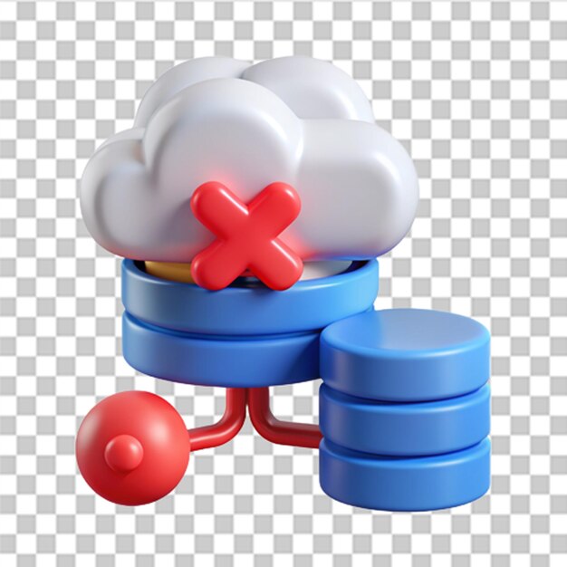 PSD 3d cloud computing download with error icon data storage concept of broken communication with database data issue disconnection trendy and modern vector in 3d style