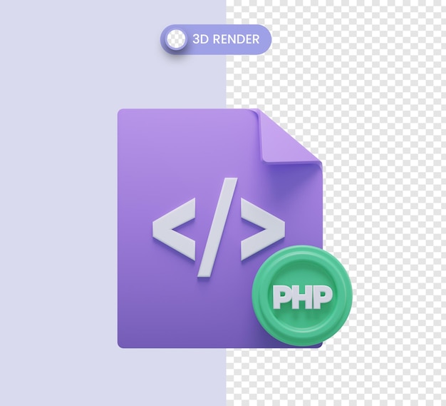 PSD 3d coding file with purple color for web development, programing project