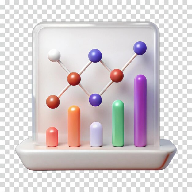 PSD 3d colorful data visualization abstract chart with spheres and cylinders