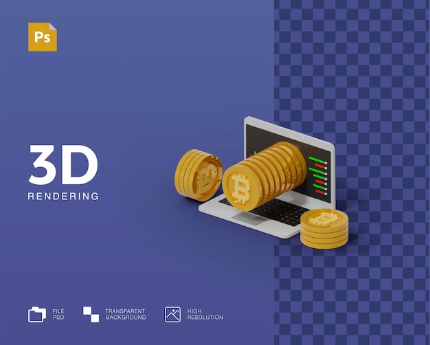 PSD 3d cryptocurrency illustration