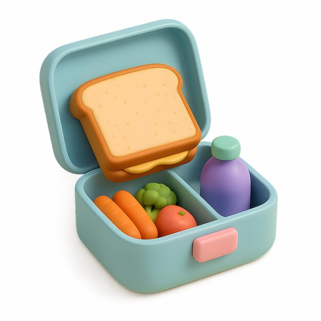 PSD 3d cute bento lunchbox illustration