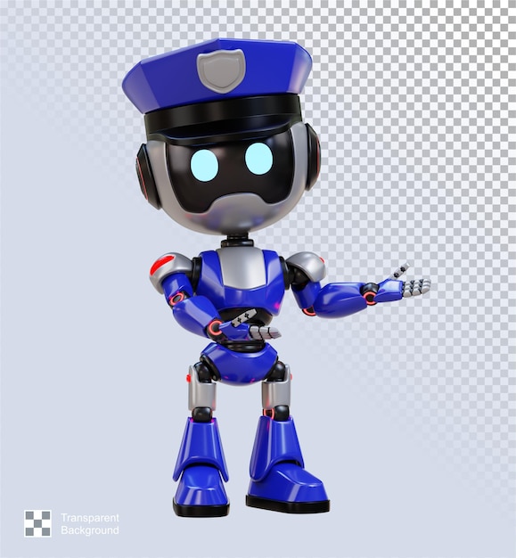 PSD 3d cute police robot friendly presenting to right side