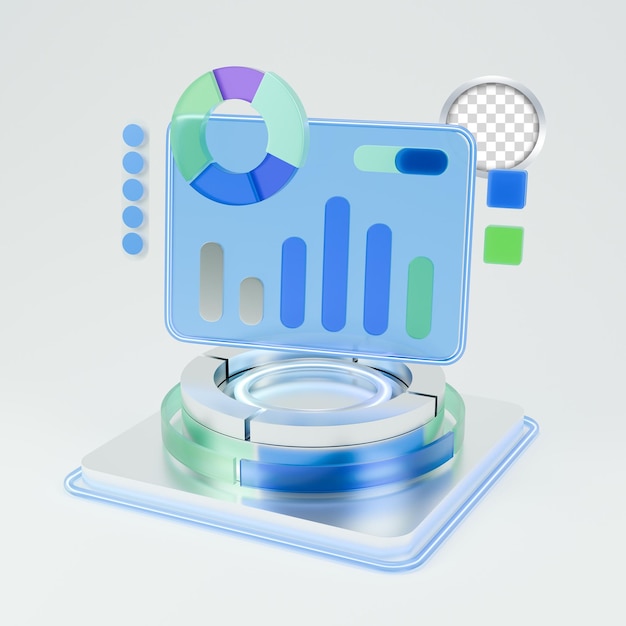 PSD 3d data analysis dashboard with interactive charts and business intelligence